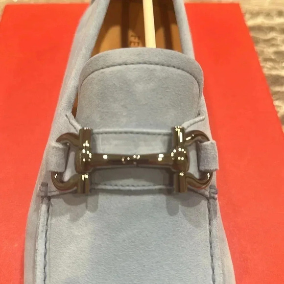 Ferragamo gancini Parigi eco suede loafers sky blue - Picture 5 of 11